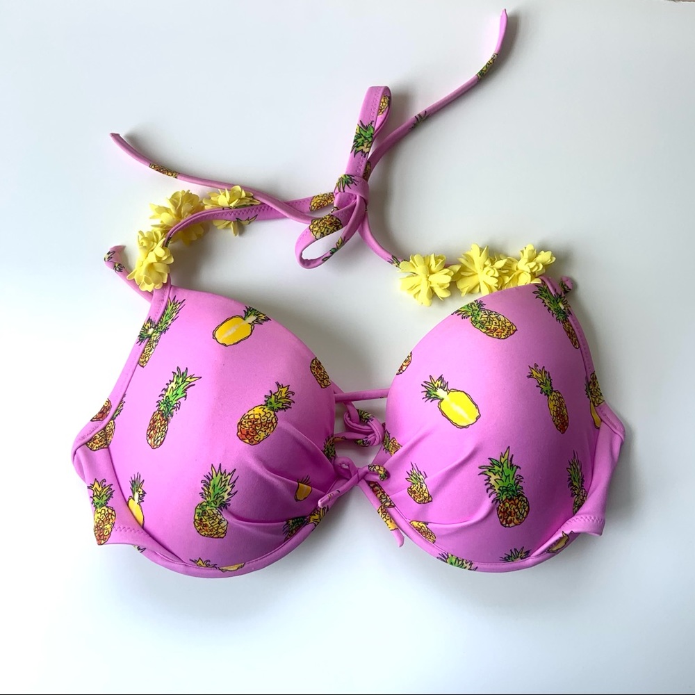 Victoria Secret Bikini Top Purple Pineapple 34DD